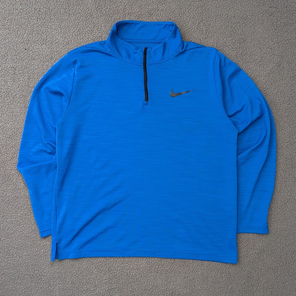 Nike Dri-FIT Mens Large Blue Quarter Zip Pullover Long Sleeve Training Top